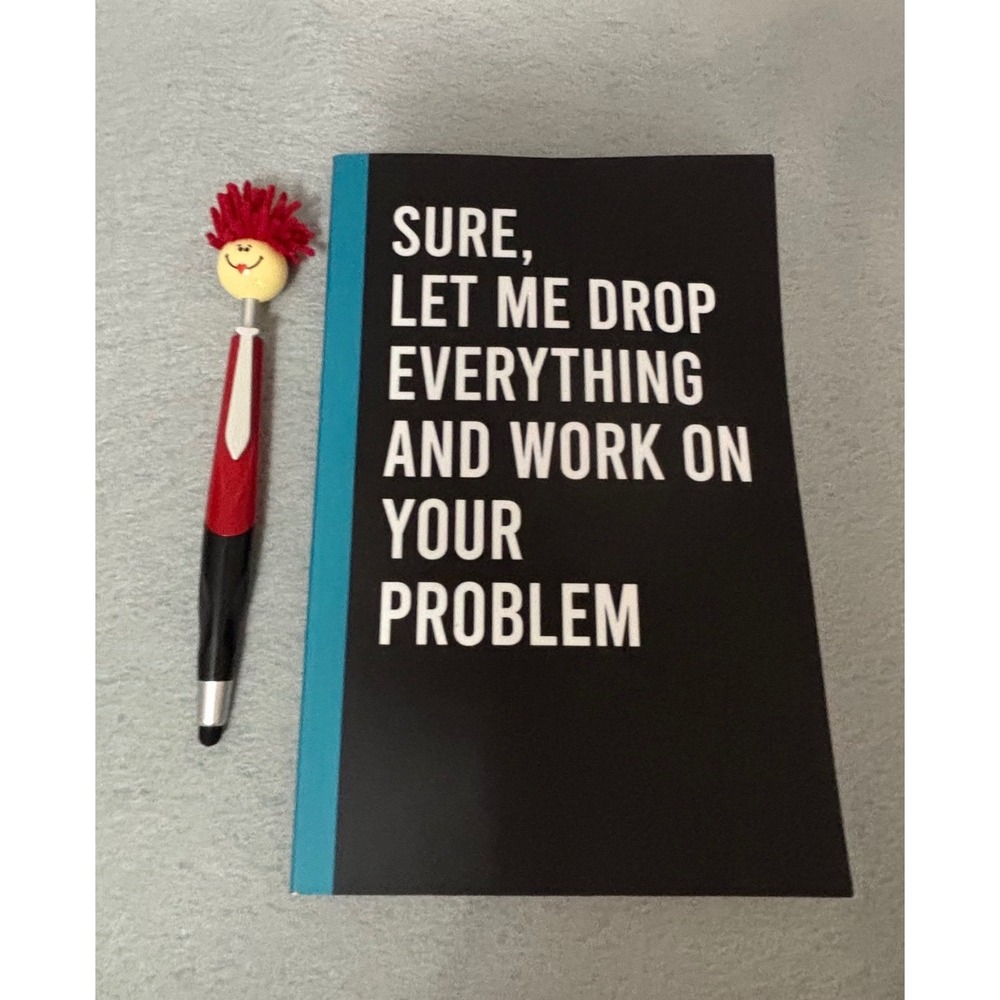 Sarcastic Work Notebook and Stylus Pen Set Black Blue Funny Office Journal